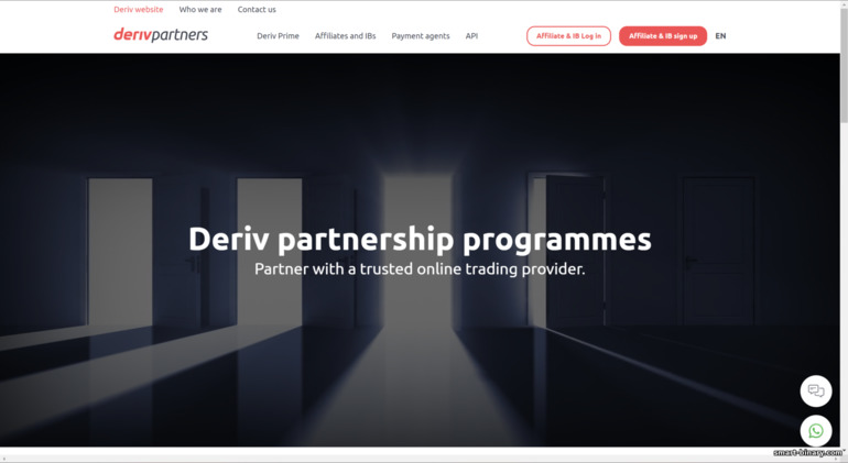 laman web rasmi program perkongsian Deriv Partners