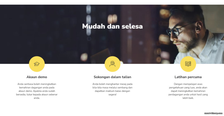 akaun demo dan latihan dengan broker Binomo