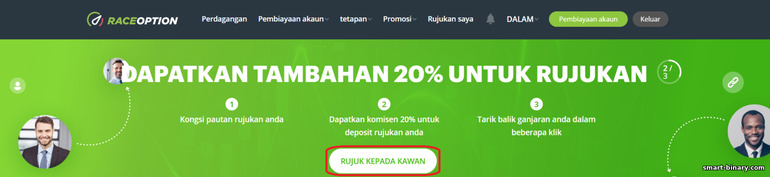 Terma dan syarat program gabungan di broker RaceOption