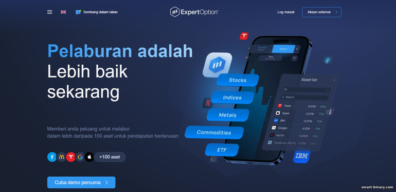 Halaman rasmi untuk mendaftar broker pilihan binari