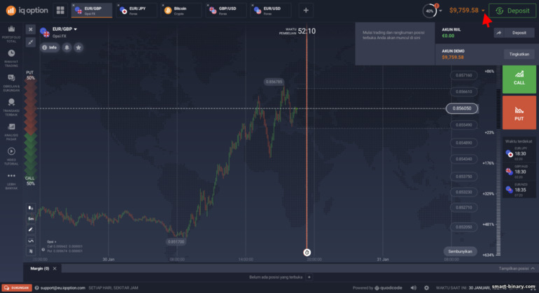 Beralih antara akaun sebenar dan demo dengan broker IQ Option