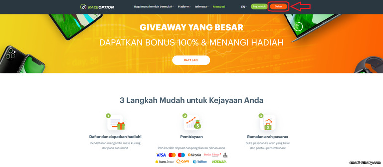 Laman web rasmi broker pilihan binari RaceOption