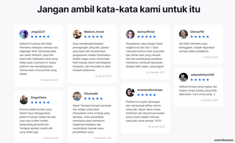 Maklum balas daripada pedagang di broker Exnova