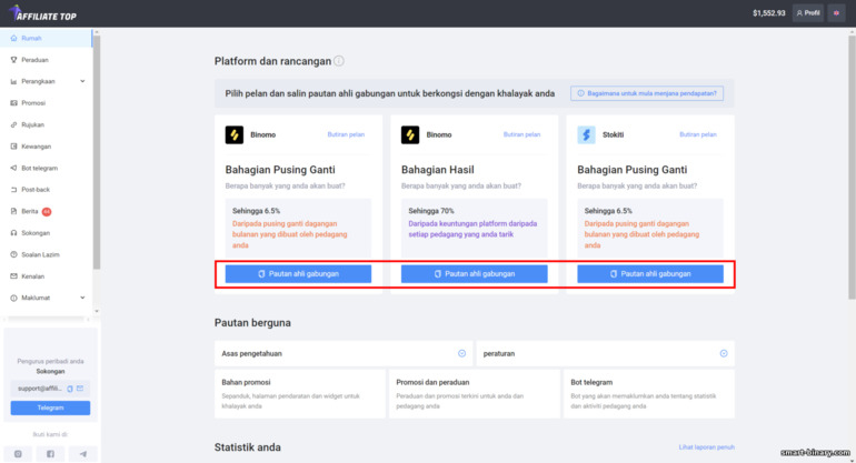 pautan pantas ke platform Binomo dan Stockity