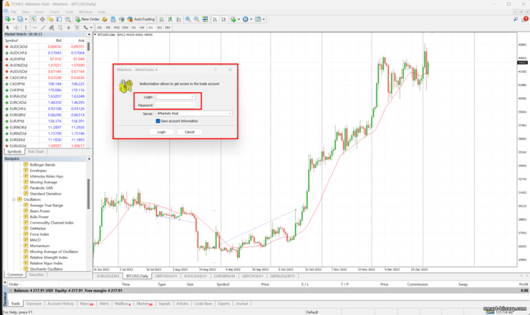 log masuk ke akaun dagangan sebenar broker AMarkets