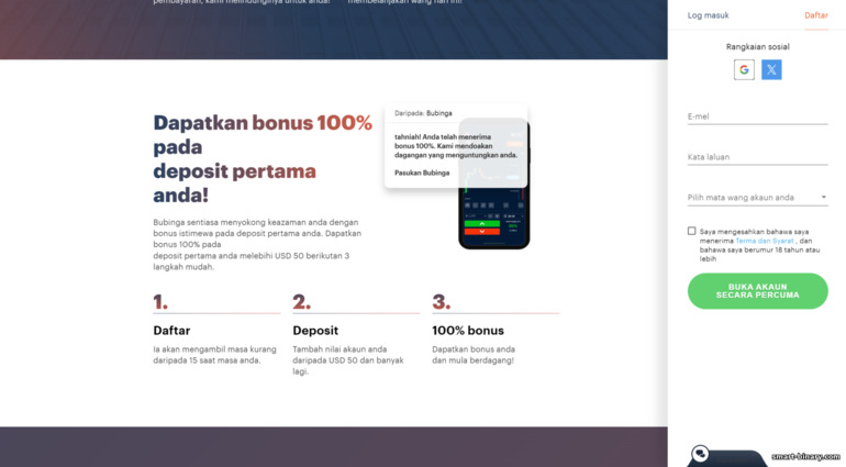 mendaftar akaun dagangan dengan broker Bubinga