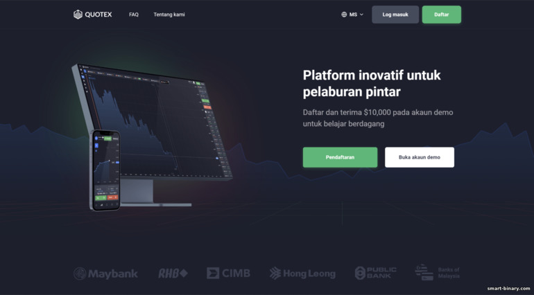 Laman web rasmi broker pilihan binari Quotex