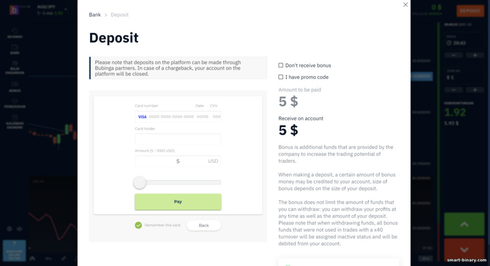 deposit minimum ialah $5 di broker Bubinga deposit minimum ialah $5 di broker Bubinga