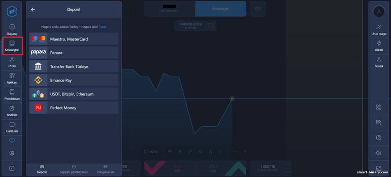 Tambah nilai akaun anda dengan broker pilihan binari ExpertOption