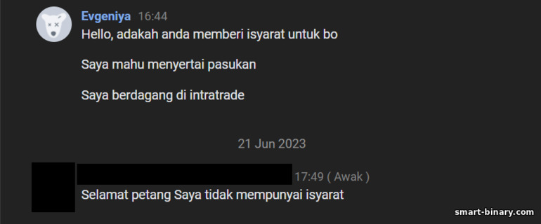 anda memberi isyarat pada pilihan binari