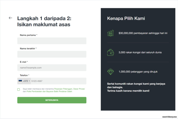 borang pendaftaran rakan kongsi baharu AMarkets Partners