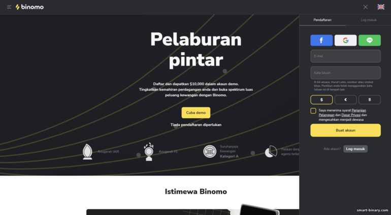 Borang pendaftaran broker Binomo