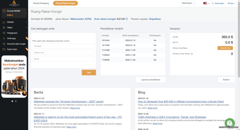 bekerja dengan program gabungan AMarkets