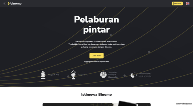 Laman web rasmi broker Binomo