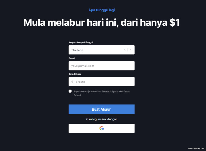 Mendaftar akaun dagangan dengan broker Exnova