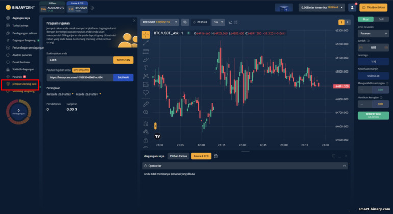 program gabungan atau sistem rujukan di broker Binarycent