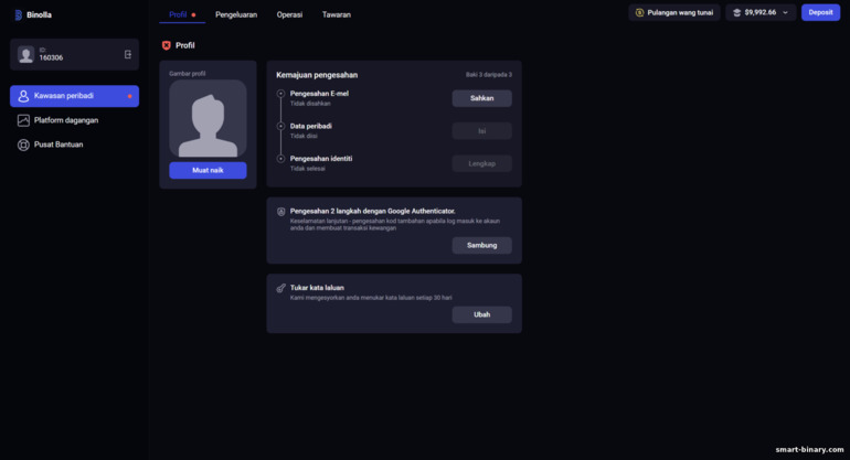 Mengesahkan akaun anda dengan broker pilihan binari Binolla