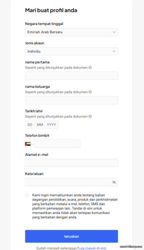 Borang pendaftaran Pepperstone