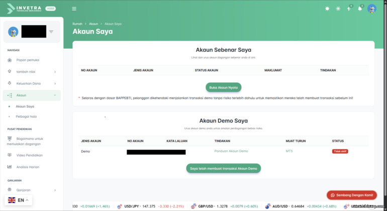 Akaun dagangan Invetra Broker
