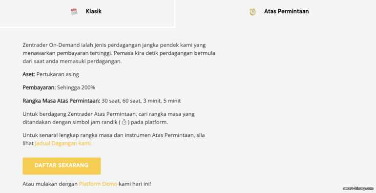 Opsyen Atas Permintaan ZenTrader