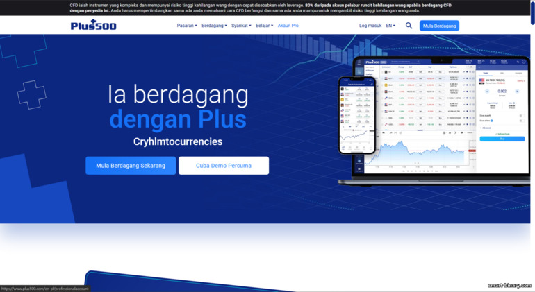Laman rasmi broker Plus500 Laman rasmi broker Plus500