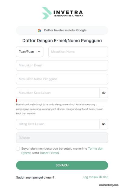 Borang pendaftaran akaun dagangan Invetra Borang pendaftaran akaun dagangan Invetra