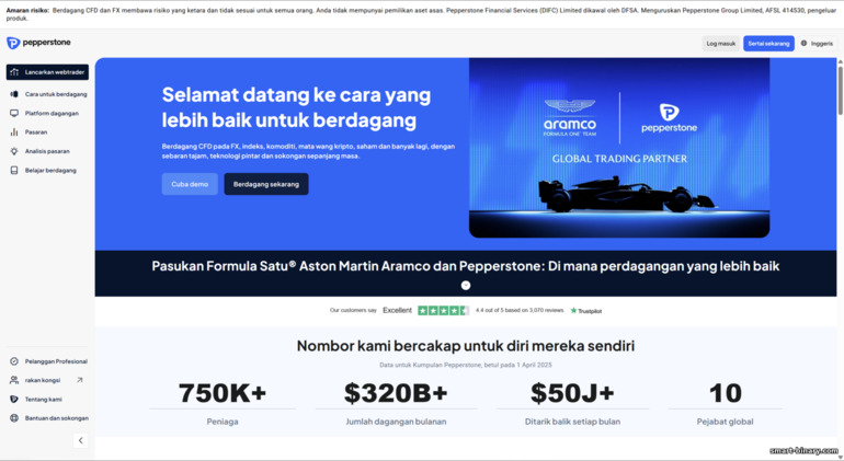 Laman web rasmi Broker Pepperstone
