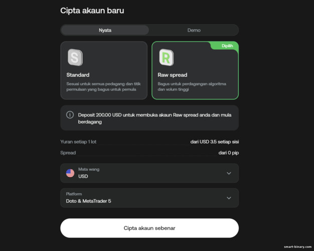 Buka akaun dagangan Doto baharu