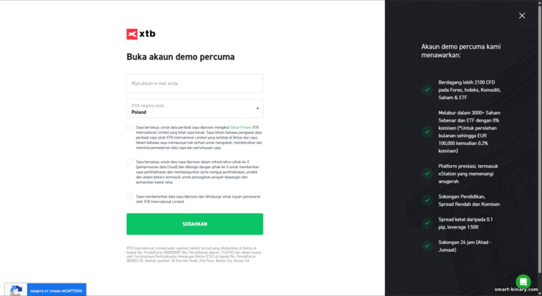Daftar akaun dagangan XTB baharu