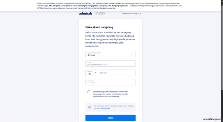 Pendaftaran akaun Admirals Pendaftaran akaun Admirals