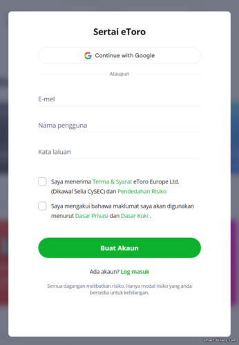 Borang pendaftaran akaun eToro Borang pendaftaran akaun eToro