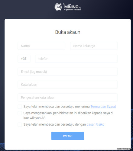 Borang Pendaftaran Akaun IQ Mining