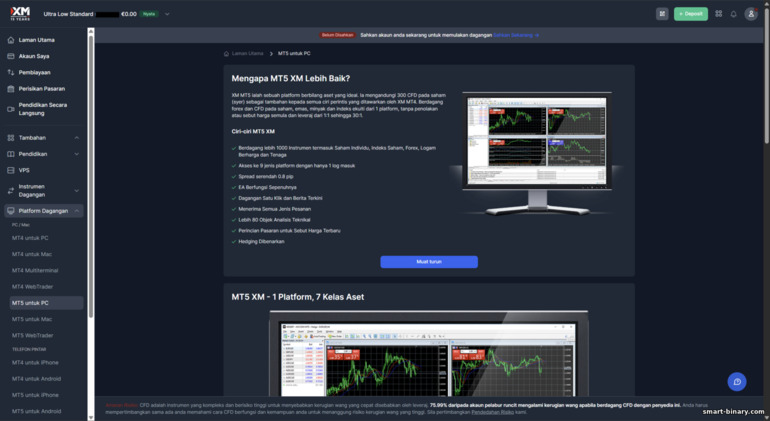 Dagangan melalui platform web XM