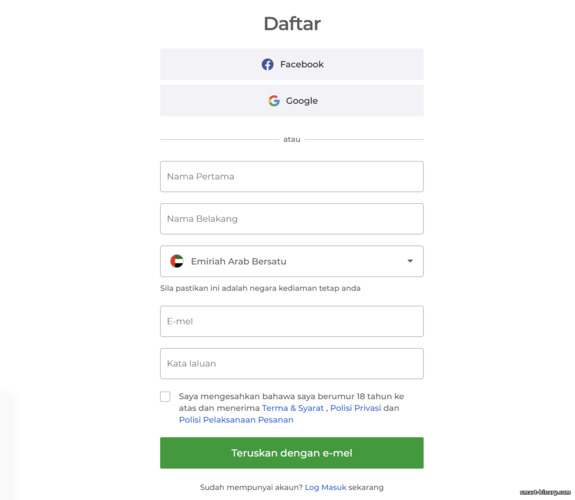 Borang pendaftaran akaun baharu Capital Bear