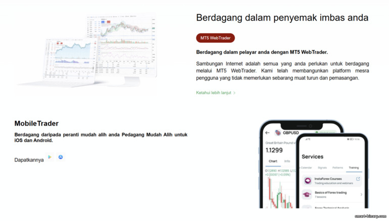 Apl mudah alih dan WebTrader Instaforex